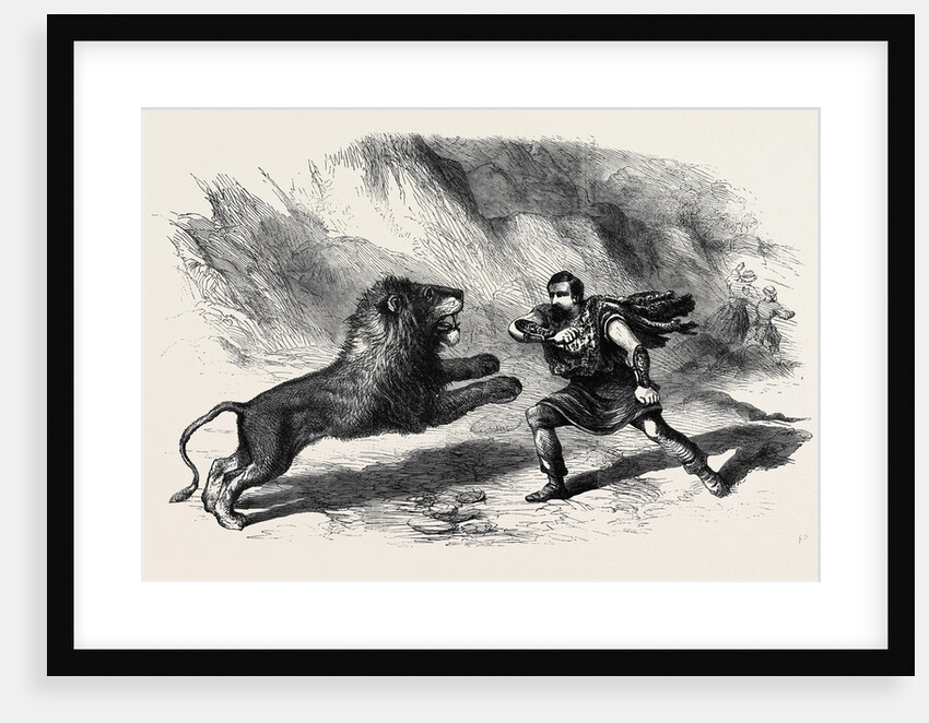 Mr. Crockett the Lion Tamer Performing with His Lions at Astley's Theatre the Lion Conqueror or the Death Jungle by Anonymous