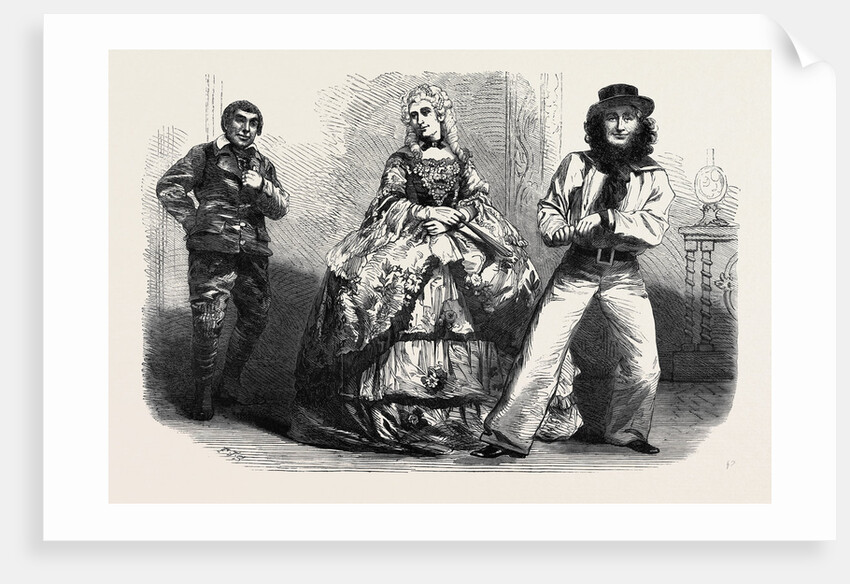 Mr. W.E. Wood in in Three Characters: Thomas Gubbins the Ostler Lady Frances Foresight (Centre) Jones the Skipper by Anonymous