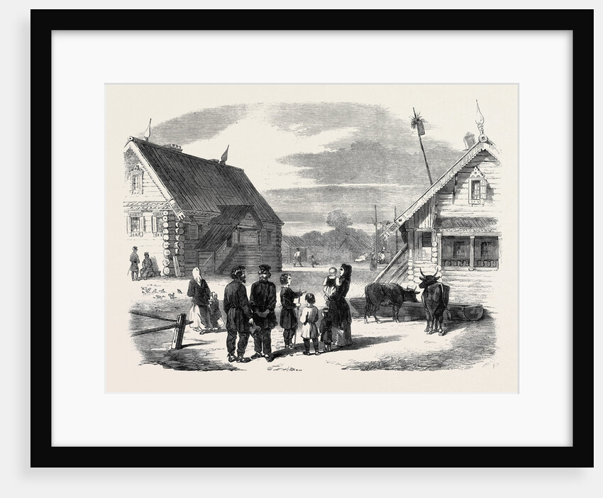 Group of Russian Serfs and Village of Goumnist Between Kostroma and Yaroslav by Anonymous