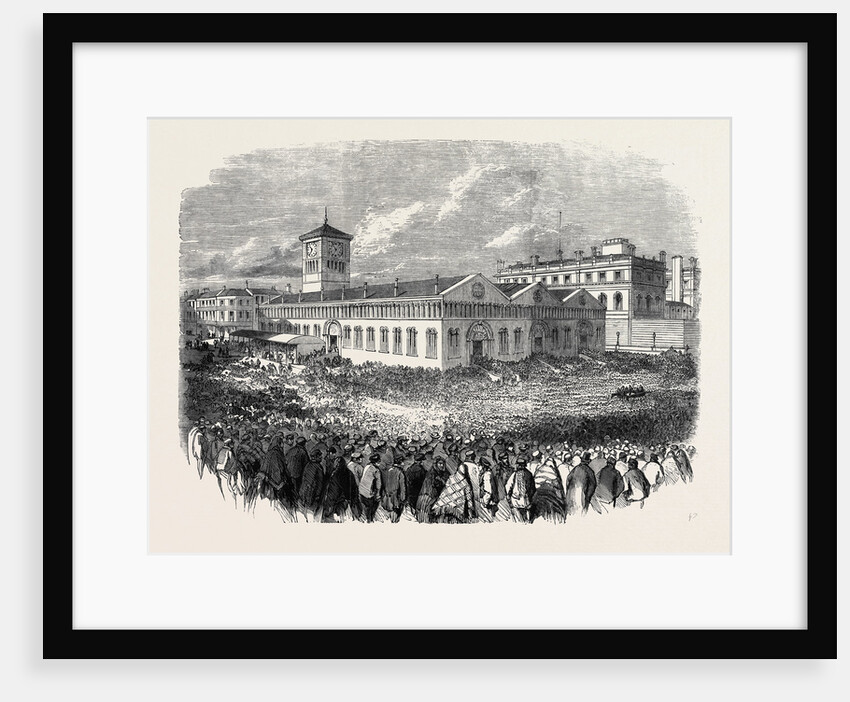 The Strike at Blackburn Large Meeting of Operatives in the Marketplace 1861 by Anonymous