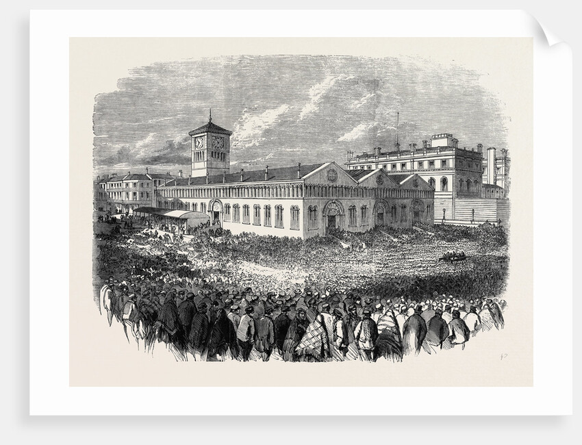 The Strike at Blackburn Large Meeting of Operatives in the Marketplace 1861 by Anonymous