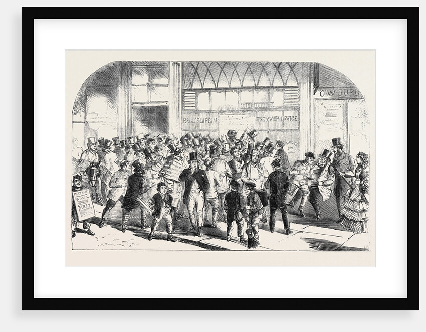 The Derby Day: Announcement of the Winner at Bell's Life Office by Anonymous