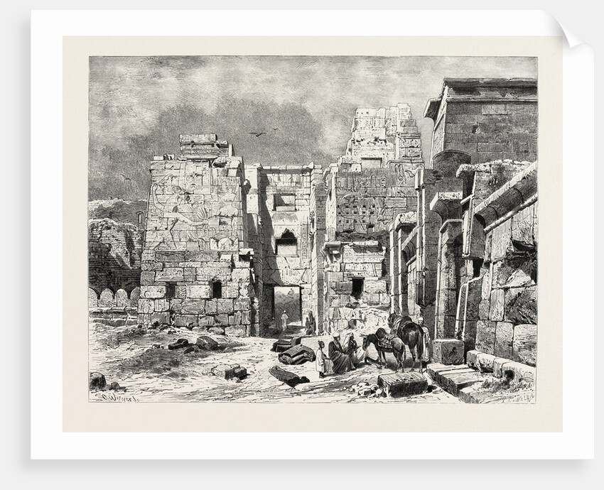 Interior in the Temple of Medinet Haboo by Anonymous