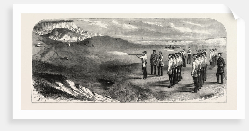 The Hon. Artillery Company of London Practising with the Rifle, Seaford, East Sussex, UK, 1858 by Anonymous