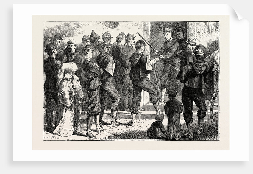 Life in Tours, France: Distribution of Arms at the Gate of the College, 1870 by Anonymous