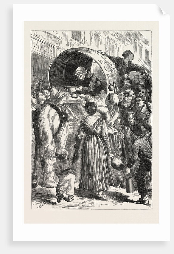 Selling Milk in the Street, Paris, France, 1870 by Anonymous