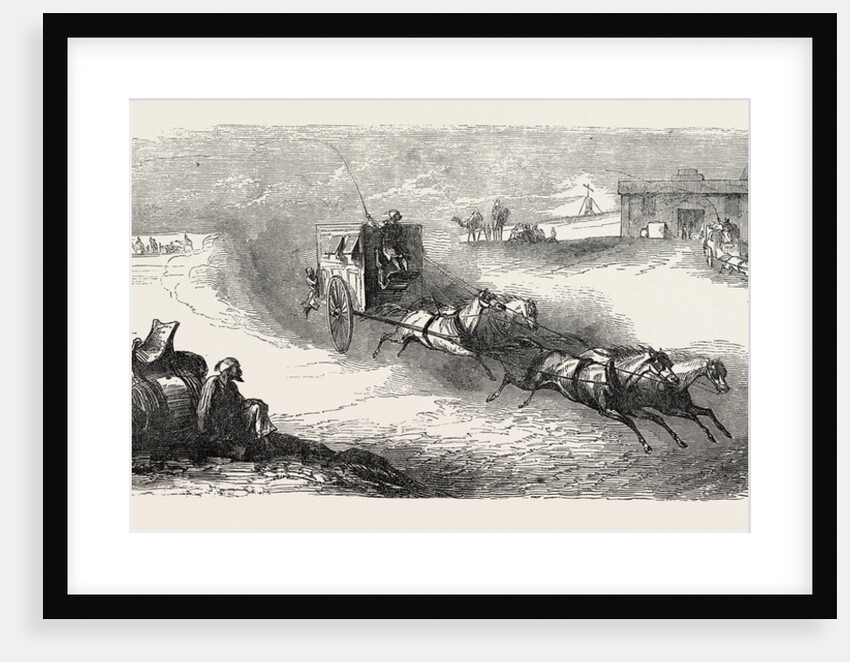 The Suez Railway: Coach Service in the Egyptian Desert, 1857 by Anonymous
