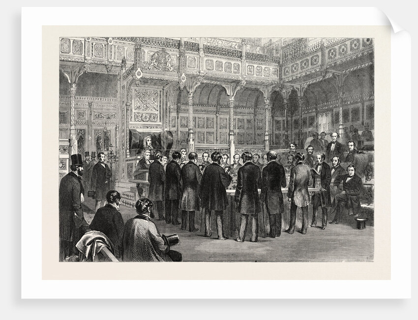 The House of Commons: Swearing-in of the Members, London, 1857 by Anonymous