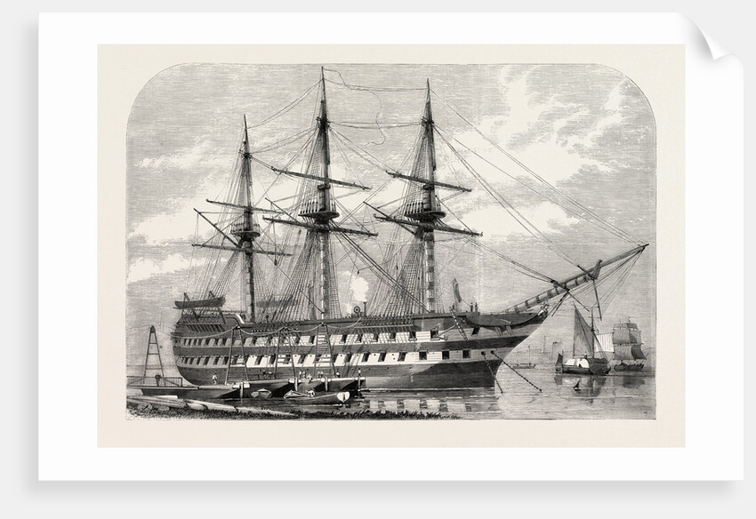 H.M.S. Agamemnon Receiving the Atlantic Cable on Board from Messrs. Glasse and Elliot's Works, East Greenwich, 1857 by Anonymous