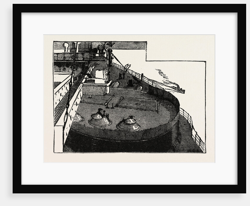 The New War Ship of the British Navy, H.M.S. Inflexible: Looking Over the Turret from the Fore Bridge: Sighting the Guns from the Manholes in the Turret, 1882 by Anonymous