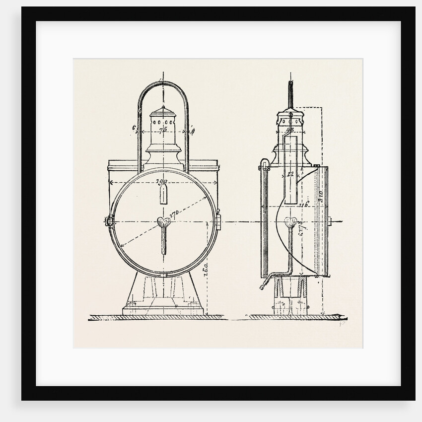 Compressed Oil Gas for Lighting Cars, Steamboats, and Buoys: Locomotive Headlight, 1882 by Anonymous