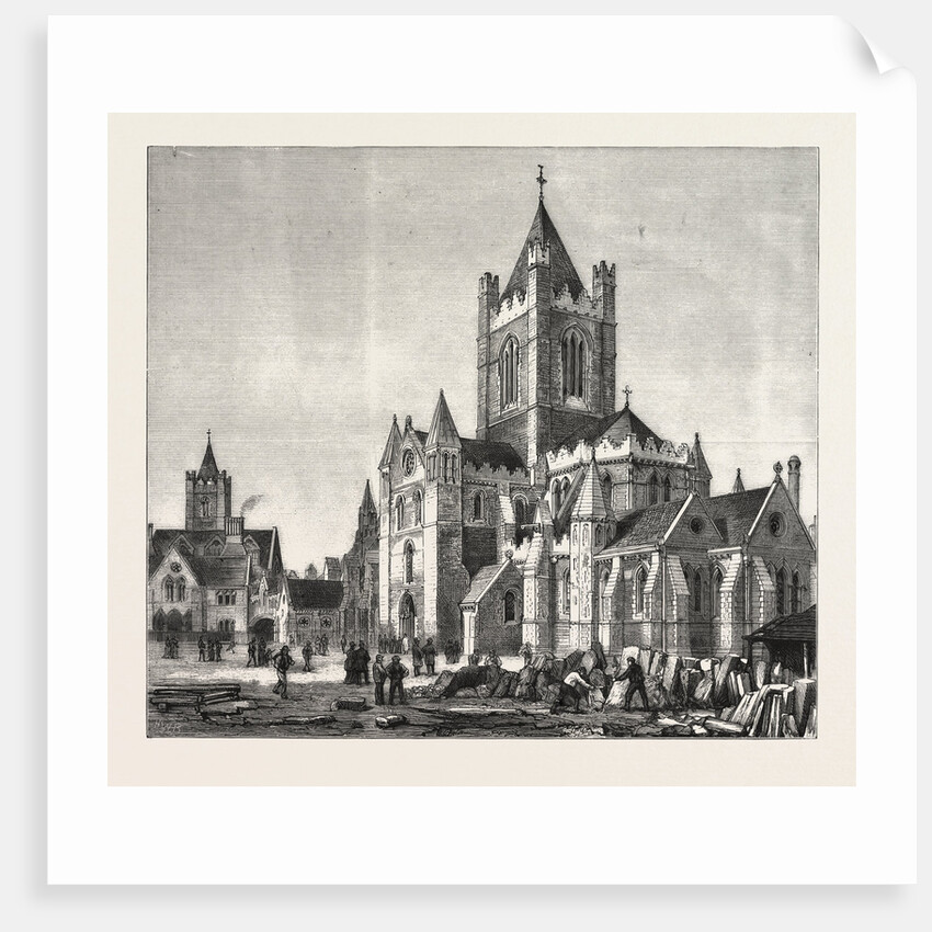 The Restoration of Christ Church Cathedral, Dublin, Ireland, View of the Exterior and the Synod House by Anonymous