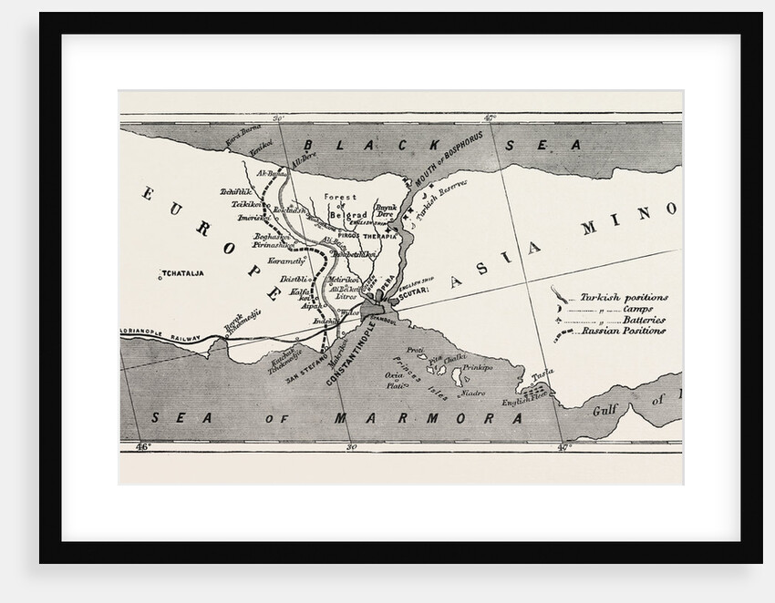 Relative Positions of the Russian and Turkish Forces, and of the British Fleet Before Constantinople, Istanbul by Anonymous