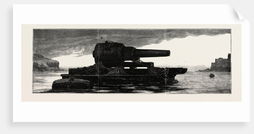 Our Indian Contingent at Malta: Floating a 38 Ton Gun Across the Harbour of Marsa-Muscetta, Anchored for the Night by Anonymous