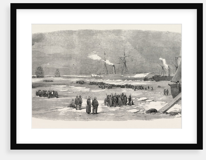 The North Sea Steamer Forcing Her Passage Through the Ice to Cronstadt, Kronstadt, Russia, 1856 by Anonymous