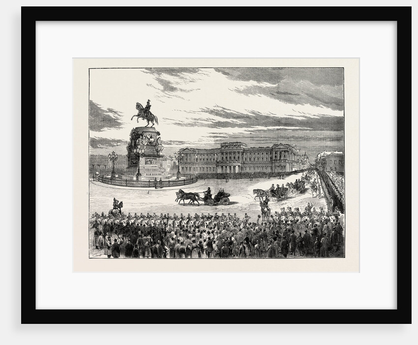 Visit of the Emperor of Germany to St. Petersburg, Russia: The Emperor and the Czar Passing the Nicholay Place, 1873 by Anonymous