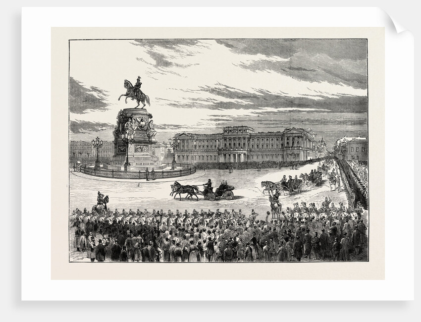 Visit of the Emperor of Germany to St. Petersburg, Russia: The Emperor and the Czar Passing the Nicholay Place, 1873 by Anonymous