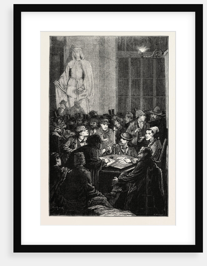 The Carlist Revolt in Spain: Enrolling Volunteers for the Federal Battalion Under the Portico of the Ministry of Finance, Madrid, 1873 by Anonymous