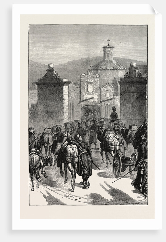 The Carlist Revolt in Spain: Mountain Artillery Re-Entering Pampeluna by the St. Nicholas Gate after an Expedition against the Carlists, 1873 by Anonymous