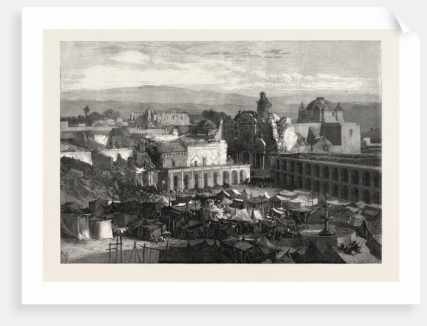 The Earthquake at Arequipa, Peru: The Plaza Mayor and Encampment of the People, 1868 by Anonymous