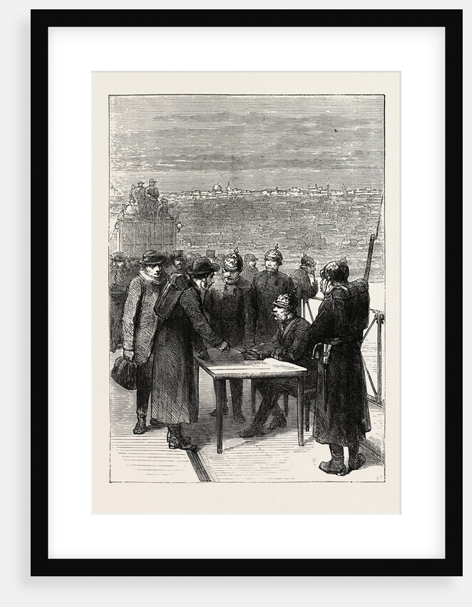 The Prussians Examining Passes at the Bridge of Asnieres, France, 1871 by Anonymous