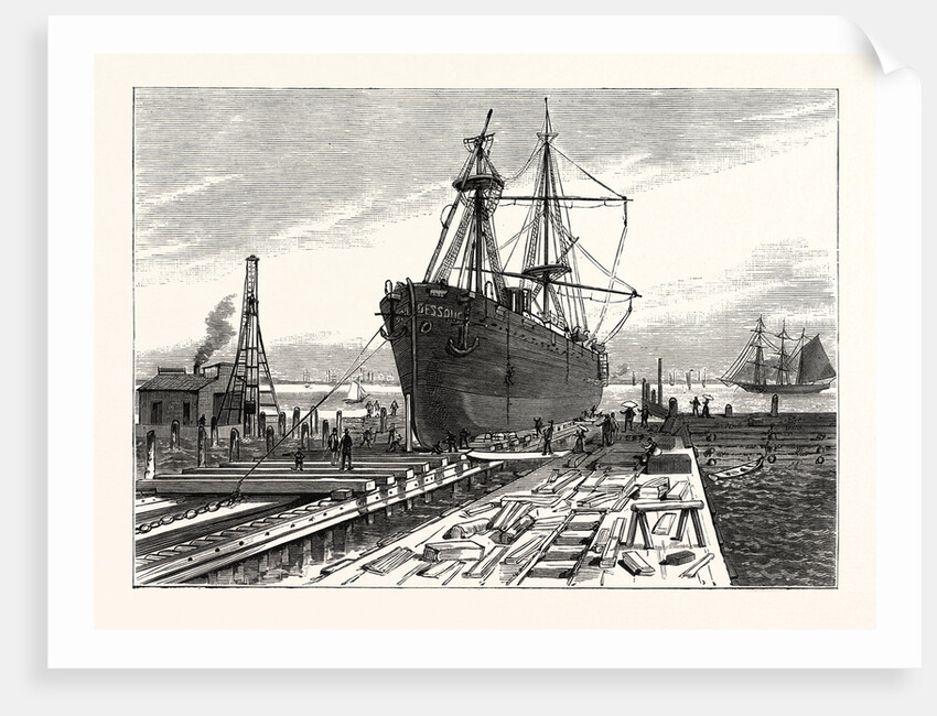 New York: Preparing to Remove the Obelisk from the Hold of the Steamer Dessoug, at the Clifton Dry Dock, Staten Island by Anonymous