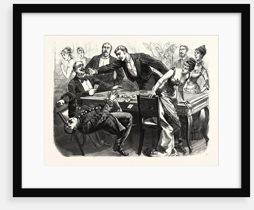 The Black Robe Scene in the Drawing-Room at Boulogne, Romayne Knocking Down the General at the Card Table by Anonymous