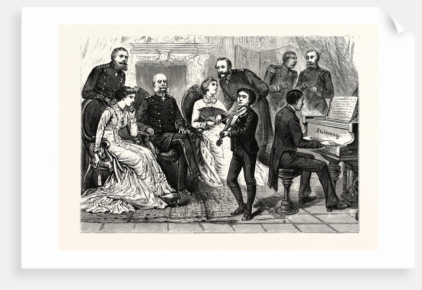 Maurice Dengremont, the Young Violinist, Playing Before the Imperial Family of Germany. Brasilian Violinist, 1867 - 1893 by Anonymous