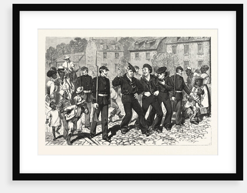 Virginia: After the Naval Review at Hampton Roads, Marines Gathering Delinquent Sailors in the Streets of Norfolk by Anonymous
