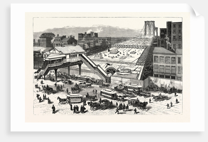 New York: View of the East River Bridge and the Approaches, Taken from the Hall of Records, City Hall Park by Anonymous