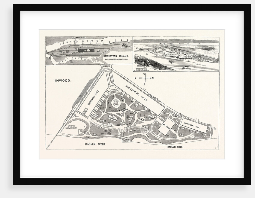 New York: Ground Plan and Elevation of the Buildings. Avenues and Approaches Proposed for the World's Fair at Inwood by Anonymous