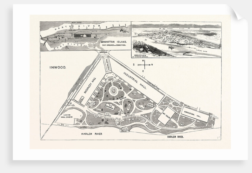 New York: Ground Plan and Elevation of the Buildings. Avenues and Approaches Proposed for the World's Fair at Inwood by Anonymous