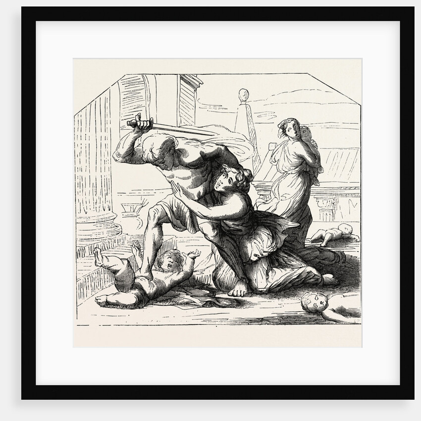 Massacre of the Innocents by Nicolas Poussin: Primitive sketch by Anonymous