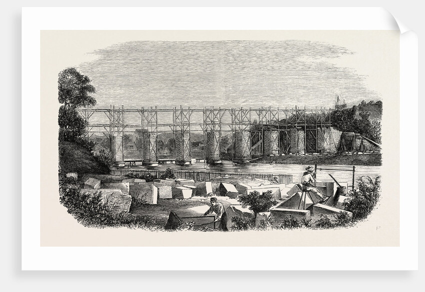 Construction of the viaduct of Mayenne, in Laval (railroad west), France by Anonymous