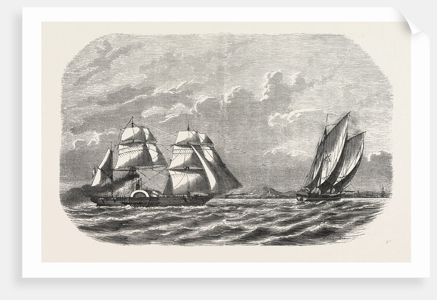 Hunting and taking the Menschikoff the Russian vessel, by the steam sloop Cocyle in the White Sea near Archangel, Russia by Anonymous