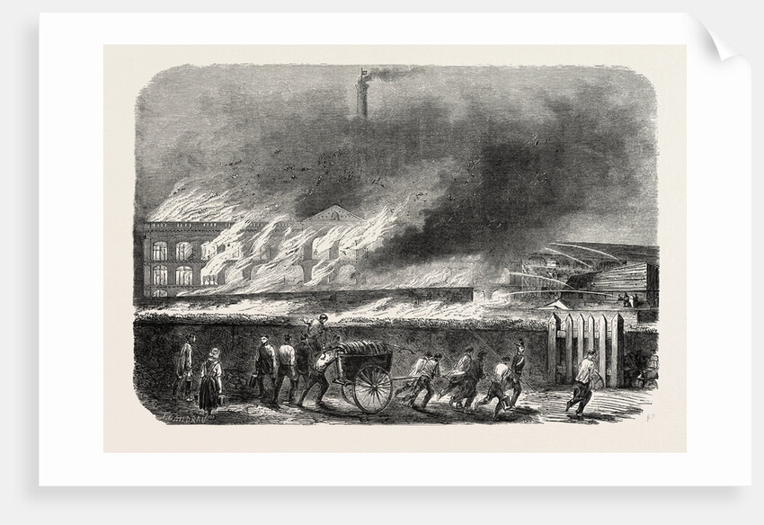 Spinning Wool and Silk Factory in Flames, Elbeuf, France. Seine-Maritime, Haute-Normandie by Anonymous