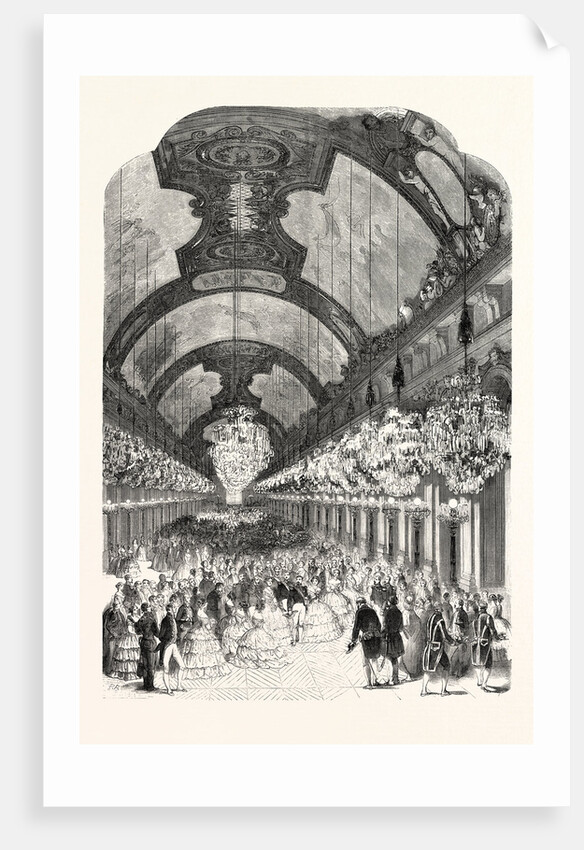 Entrance of Ll. Mm. Royals and Imperials in the Hall of Mirrors of the Palace of Versailles, August 25, 1855, France by Anonymous