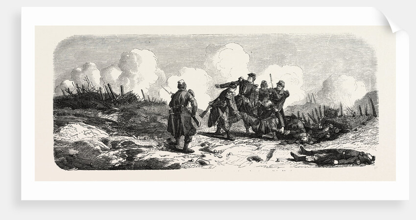 The Lieutenant Poussin, Killed in the Attack on the Central Bastion, While Removing His Injured Captain by Anonymous