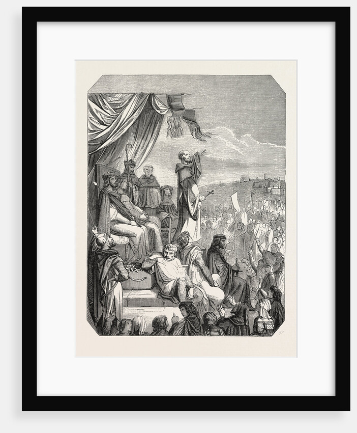 Salon of 1855. Preaching of the Second Crusade by St. Bernard, Engraving by Anonymous
