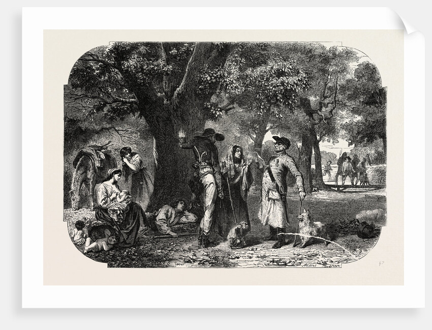 School Baden and Nassau. Gypsies, Engraving 1855 by Anonymous