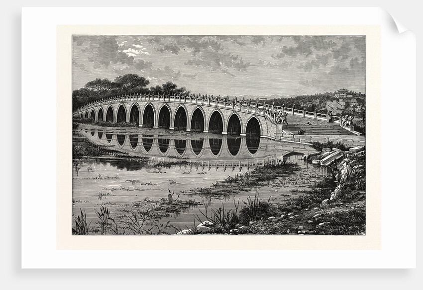 The Marble Bridge of Seventeen Arches Leading to the Island in the Lake of Onane-Cheon-Chane, China by Anonymous