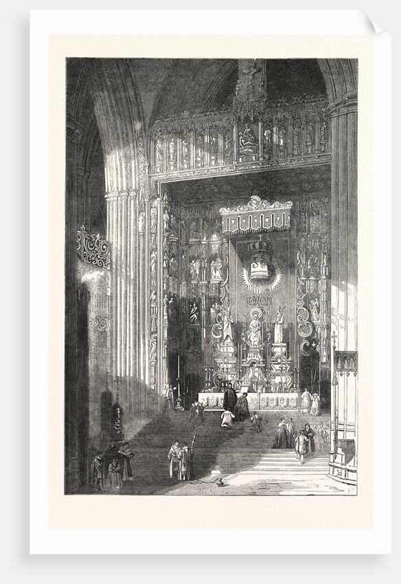 The Grand Altar of the Cathedral of Seville, Spain by Anonymous