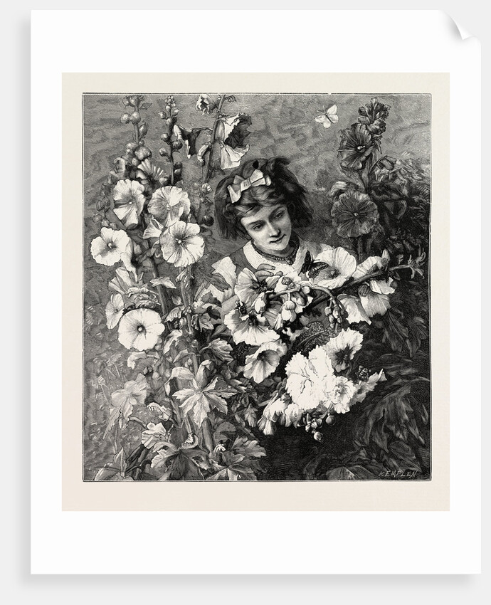 Girl Amongst Flowers by Anonymous