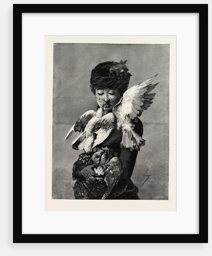 Lady and Pigeons by Anonymous