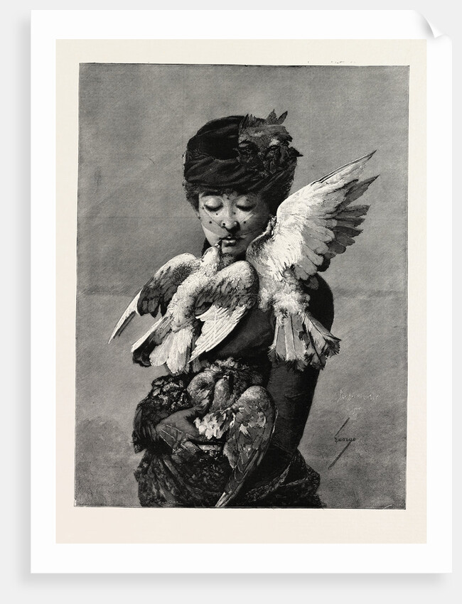 Lady and Pigeons by Anonymous