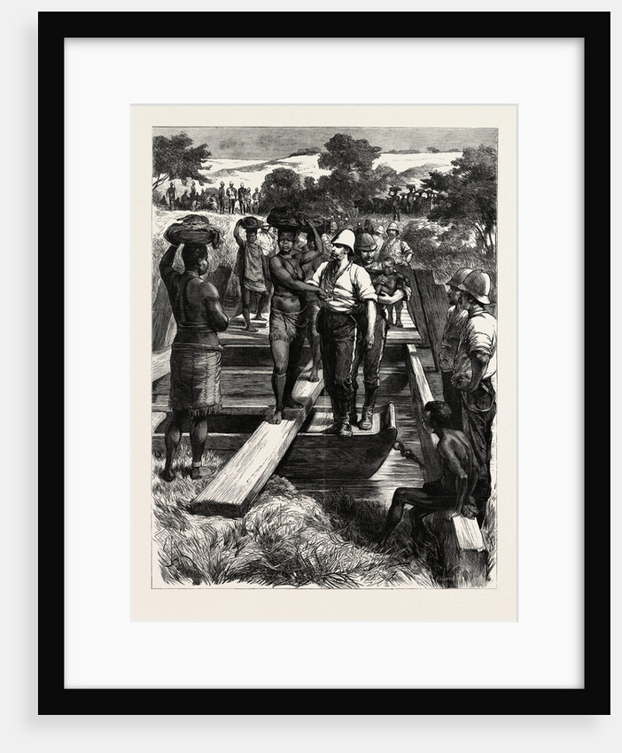 Signs of Peace Zulu Women Crossing a Temporary Bridge Built by the Royal Engineers, the Zulu War by Anonymous