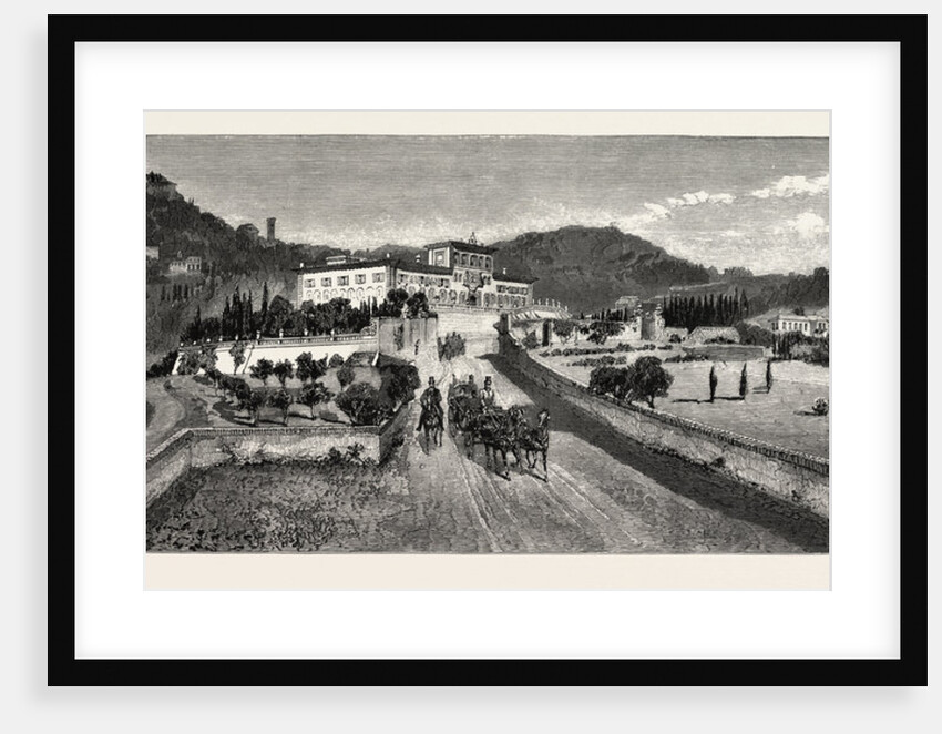 The Villa and Gardens from the Road, the Villa Palmieri, Florence, Italy by Anonymous