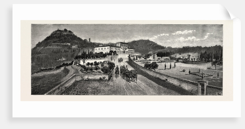 The Villa and Gardens from the Road, the Villa Palmieri, Florence, Italy by Anonymous