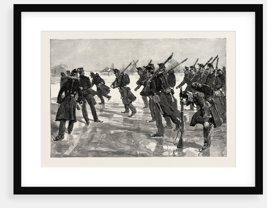 Dutch Soldiers Drilling on the Ice on the Amstel, Holland, the Netherlands by Anonymous