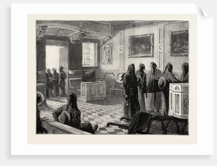 The Queen at Florence, Italy, the Chapel of the Misericordia Brothers of Mercy Assembling for Their Duties by Anonymous